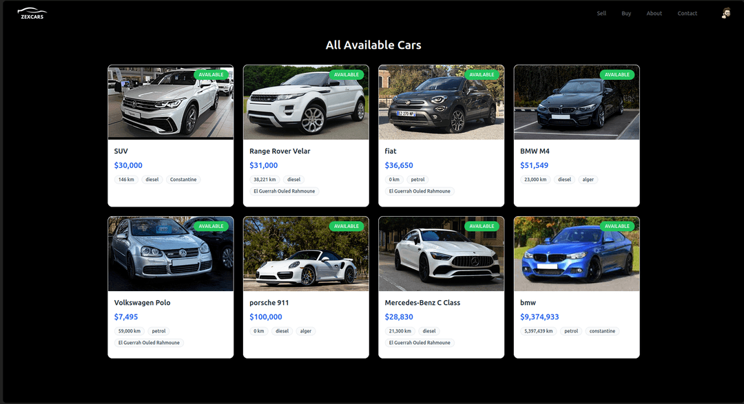 Zex Cars project screenshot
